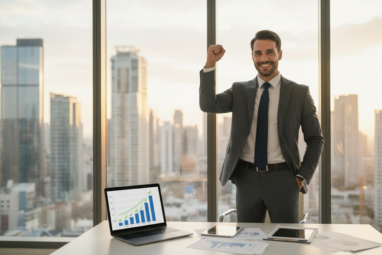 imagen de un empresario que logra algo